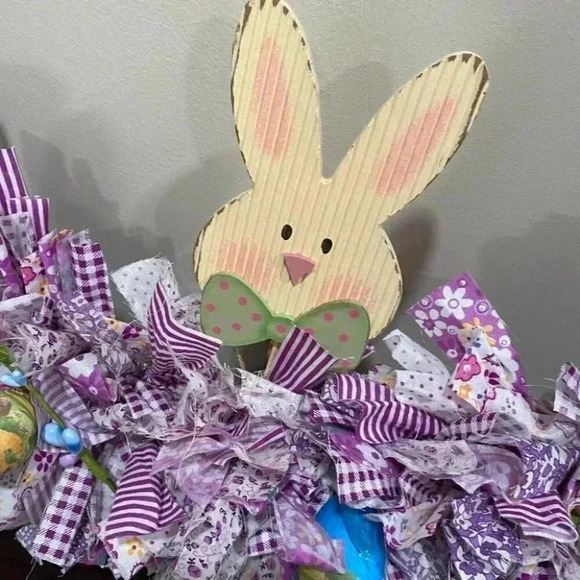 Easter Rag Wreath - 24" - Picture 10 of 11